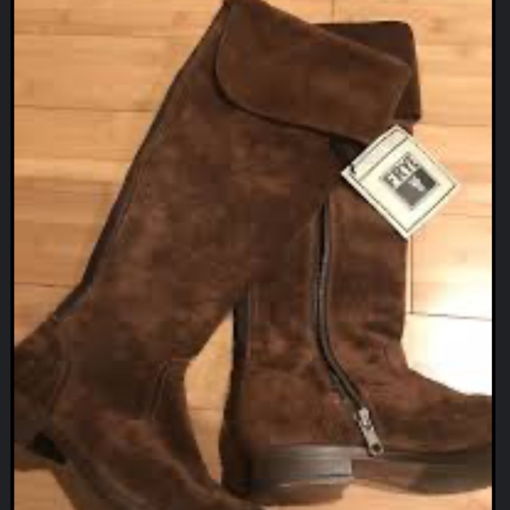 Frye Women Over Knee Slouch Suede Chestnut Brown Luxe Boot 8 MSRP $598